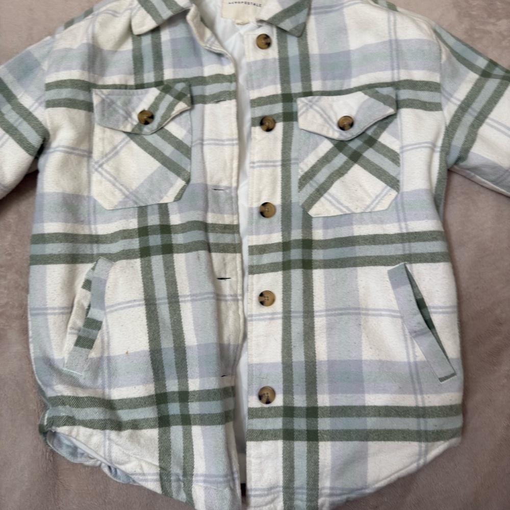 Green Plaid Button-Up Jacket